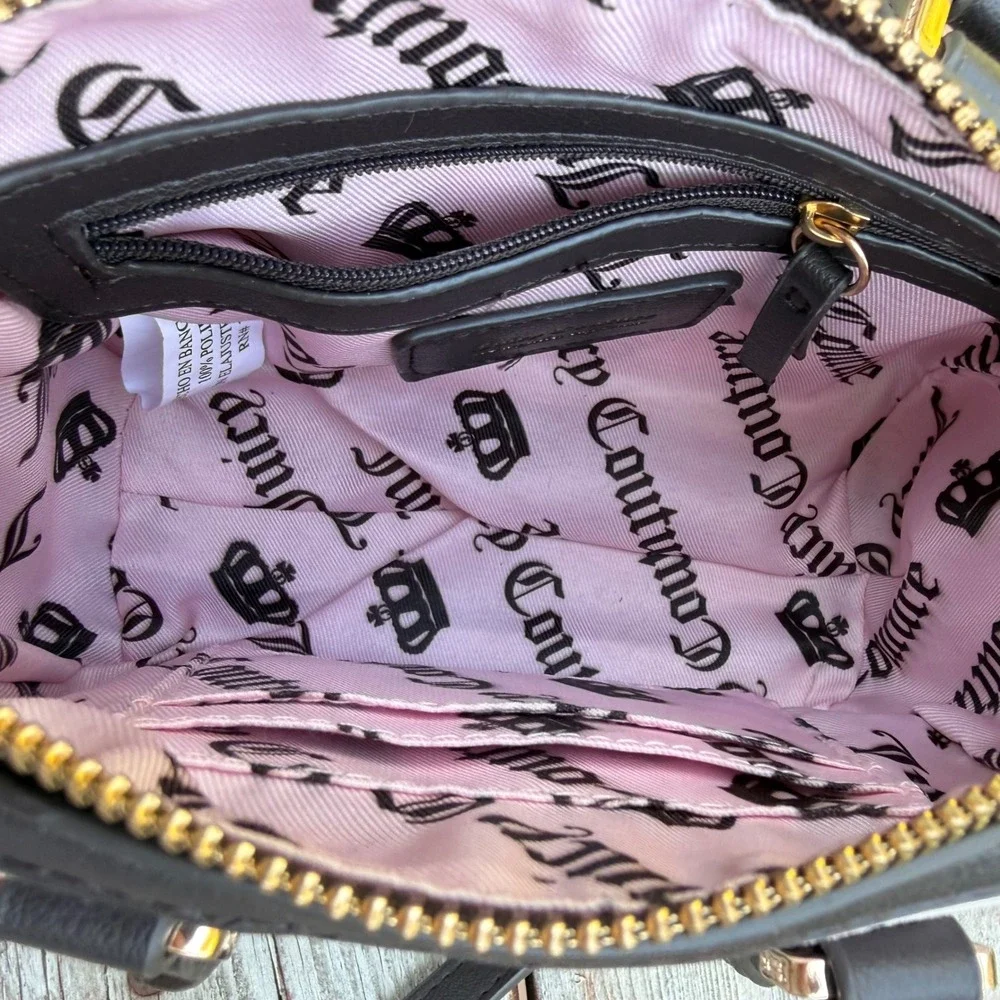 Juicy Couture Velour Barrel Bag Y2K McBling Satchel Small Pink Logo Chain